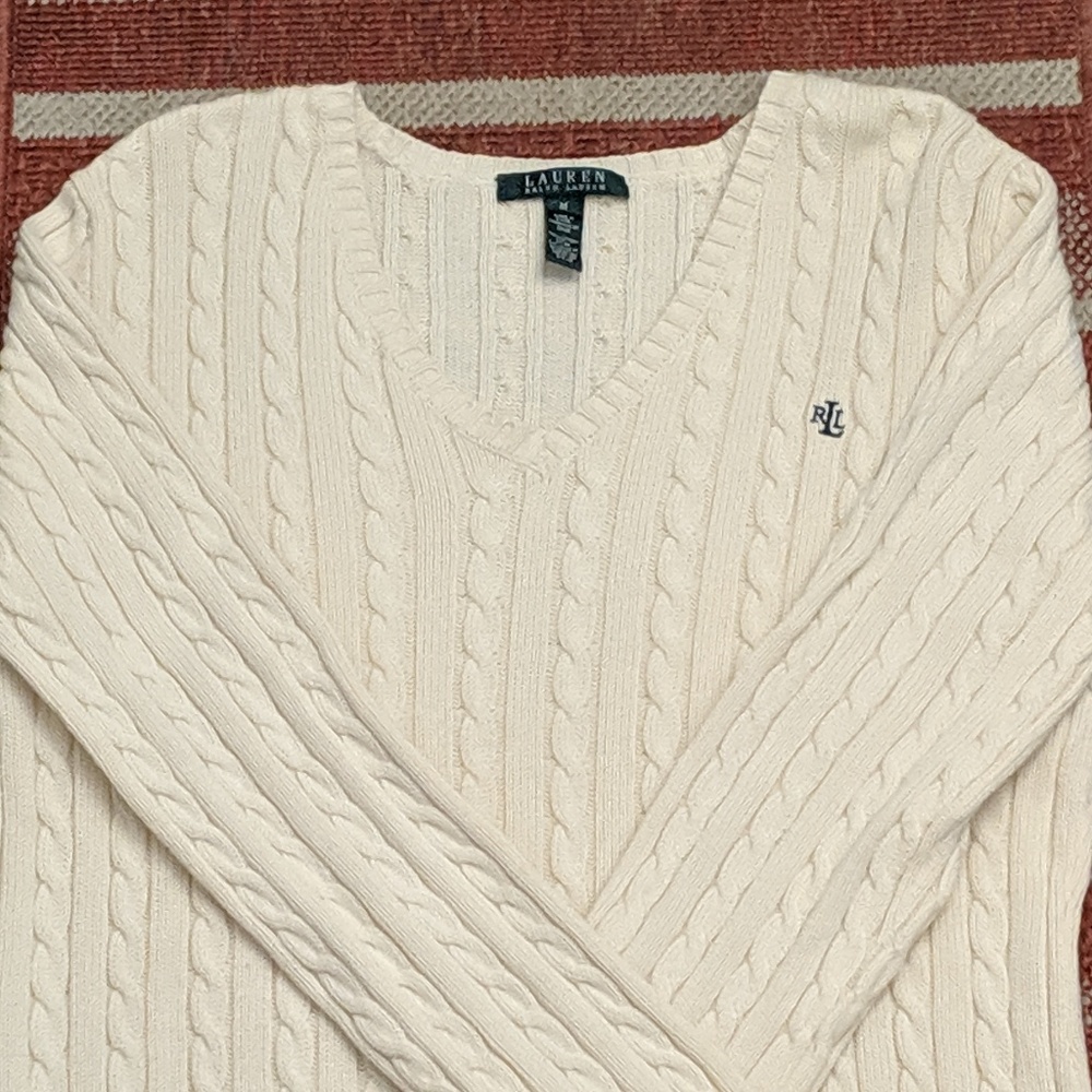 Ralph Lauren V-Neck Cableknit Sweater